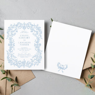 Papier BUDGET Bleu victorien Ligne baroque Mariage d'art