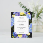 Papier Budget bleu violet et jaune Mariage floral - noir (Debout devant)