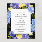 Papier Budget bleu violet et jaune Mariage floral - noir (Devant)