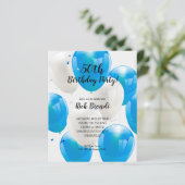 Papier Budget Bleus Ballons Anniversaire Fête Invitations (Debout devant)