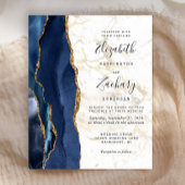 Papier Budget Blue Agate Faire-part de mariage en marbre