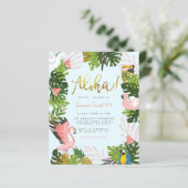 Papier Budget Blue Aloha Hawaii Tropical Gold Anniversair (Debout devant)