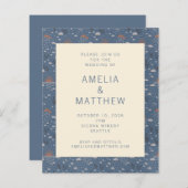 Papier Budget Blue and Rust Boho Nature Wedding Inviter (Devant / Derrière)