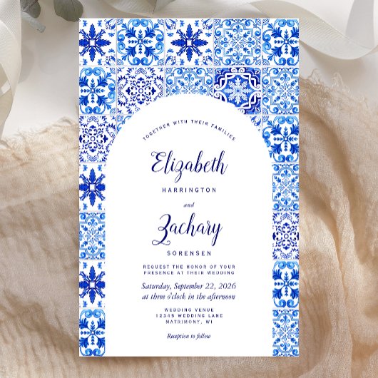 Papier Budget Blue Arch Portugais Carrelage Mariage Invit
