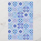 Papier Budget Blue Arch Portugais Carrelage Mariage Invit (Dos)