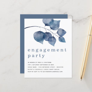 Papier Budget Blue Artsy Foliage Engagement Invitation