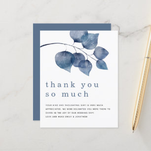 Papier Budget Blue Artsy Foliage Nouveaux mariés Merci