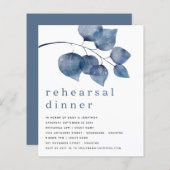 Papier Budget Blue Artsy Foliage Répétition Dîner Invitat (Devant / Derrière)