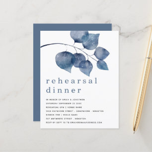 Papier Budget Blue Artsy Foliage Répétition Dîner Invitat