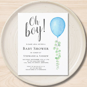Papier Budget Blue Balloon Couples Baby shower Invitation