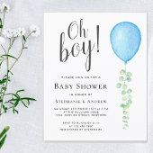 Papier Budget Blue Balloon Couples Baby shower Invitation