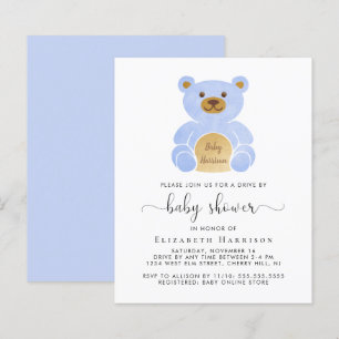 Papier Budget Blue Bear Drive Par Baby shower Invitation