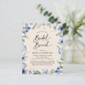 Papier Budget Blue Beige Floral Bridal Brunch Invitation (Debout devant)