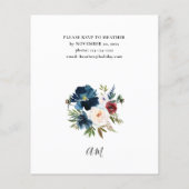 Papier Budget Blue, Bourgogne & Blanc Fête Florale (Dos)