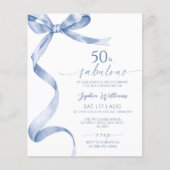 Papier Budget Blue Bow 50 & Fabuleux Anniversaire Invitat (Devant)