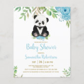 Papier Budget Blue Boy Bear Floral Baby shower Invitation (Devant)