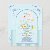 Papier BUDGET Blue Boy Lamb Baby shower Invitation (Devant / Derrière)
