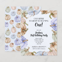 Budget Blue Citrouilles Boy Invitations d'annivers