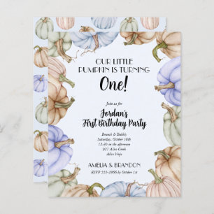 Papier Budget Blue Citrouilles Boy Invitations d'annivers