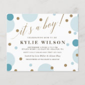 Papier Budget Blue Confetti Boy Baby shower Invitation (Devant)