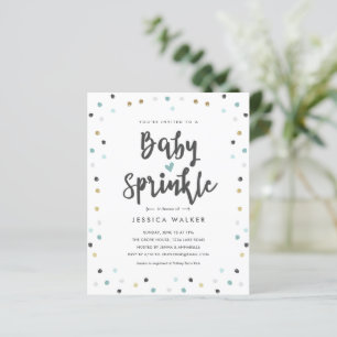 Papier Budget Blue Confetti Type Baby Sprinkle Invitation