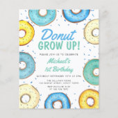 Papier Budget Blue Donut 1er anniversaire Invitation (Devant)