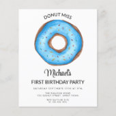 Papier Budget Blue Donut Boy fête d'anniversaire (Devant)