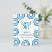 Papier Budget Blue Donut Boy's First Birthday Invitation (Debout devant)