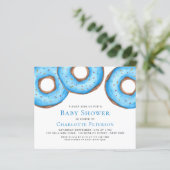 Papier Budget Blue Donuts Boy's Baby shower Invitation (Debout devant)