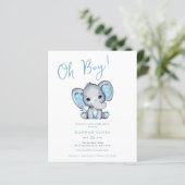 Papier Budget Blue Elephant Baby Boy Shower Invitation (Debout devant)