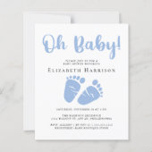 Papier Budget Blue Feet Boy Baby shower Invitation (Devant)