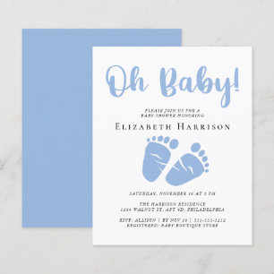 Papier Budget Blue Feet Boy Baby shower Invitation