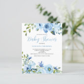 Papier Budget Blue Floral Baby shower Invitation (Debout devant)