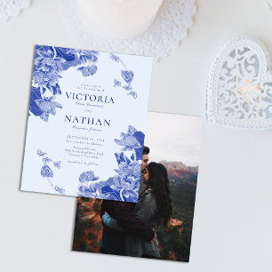 Papier Budget Blue Floral Chinoiserie Chic Photo Mariage