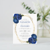 Papier Budget Blue Floral Gold QR Code Mariage (Debout devant)