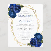 Papier Budget Blue Floral Gold QR Code Mariage (Devant)