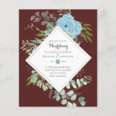 Papier BUDGET Blue Floral Mariage Invitations Eucalyptus (Devant)