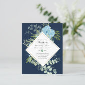 Papier BUDGET Blue Floral Mariage Invitations Eucalyptus (Debout devant)