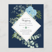 Papier BUDGET Blue Floral Mariage Invitations Eucalyptus (Devant)