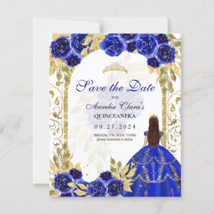 Papier BUDGET Blue Floral Princess Gold Arch Quinceanera