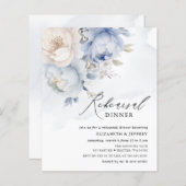 Papier Budget Blue Floral Répétition Dîner Invitations (Devant / Derrière)