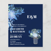Papier BUDGET Blue Floral Wedding Invitation (Devant)