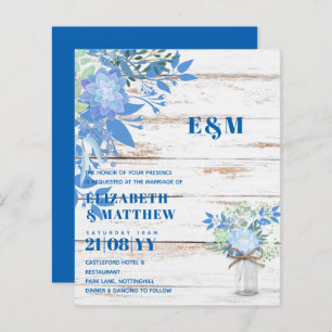 Papier BUDGET Blue Floral Wedding Invitation
