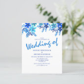Papier Budget Blue Floral Wedding Invitations (Debout devant)