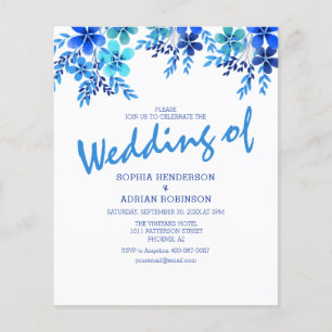 Papier Budget Blue Floral Wedding Invitations