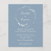Papier Budget Blue Floral Wreath Script Wedding Invitatio (Devant)