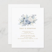Papier Budget Blue Florals Gold QR Mariage soirée (Devant / Derrière)