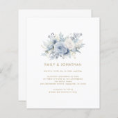 Papier Budget Blue Florals Gold Texte QR Mariage invite (Devant / Derrière)
