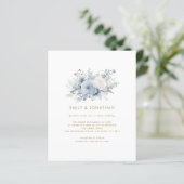 Papier Budget Blue Florals Gold Texte QR Mariage invite (Debout devant)