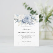 Papier Budget Blue Florals Retraite Party Invitation (Debout devant)
